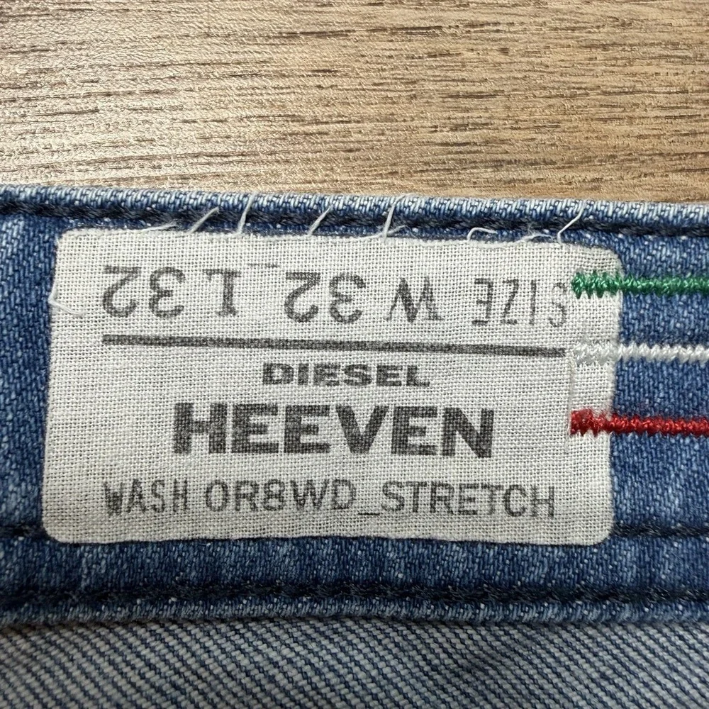 Diesel Heeven Jeans Men‎ 32x32 Blue Straight Leg Stretch Made in Italy Y2K 0R8WD
